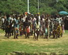A <em>chilimika</em> dance team performing at a UDF rally for Aleke Banda, Tukombo, 1999. Image © Lisa Gilman.