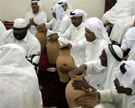 Bin Hussein Sea Band of Kuwait playing the <em>Ihalla</em> water jugs, 2006. Image © Lisa Urkevich.